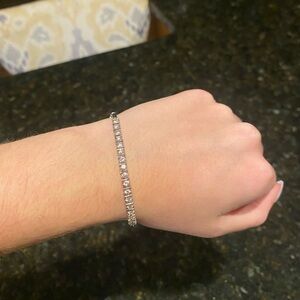 Silver Bracelet with Light Pink Gemstones